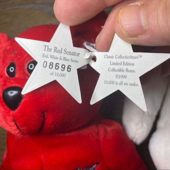 SET 3 CollectiCritters Beanie Plush Bears Senators - Picture 7 of 9